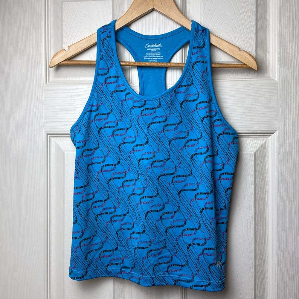 Denise Austin Athletic Racerback Tank Top with built in shelf bra M (10/12) Blue